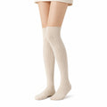 Calze lunghe al ginocchio 39-42 in maglia beige a coste stile classico