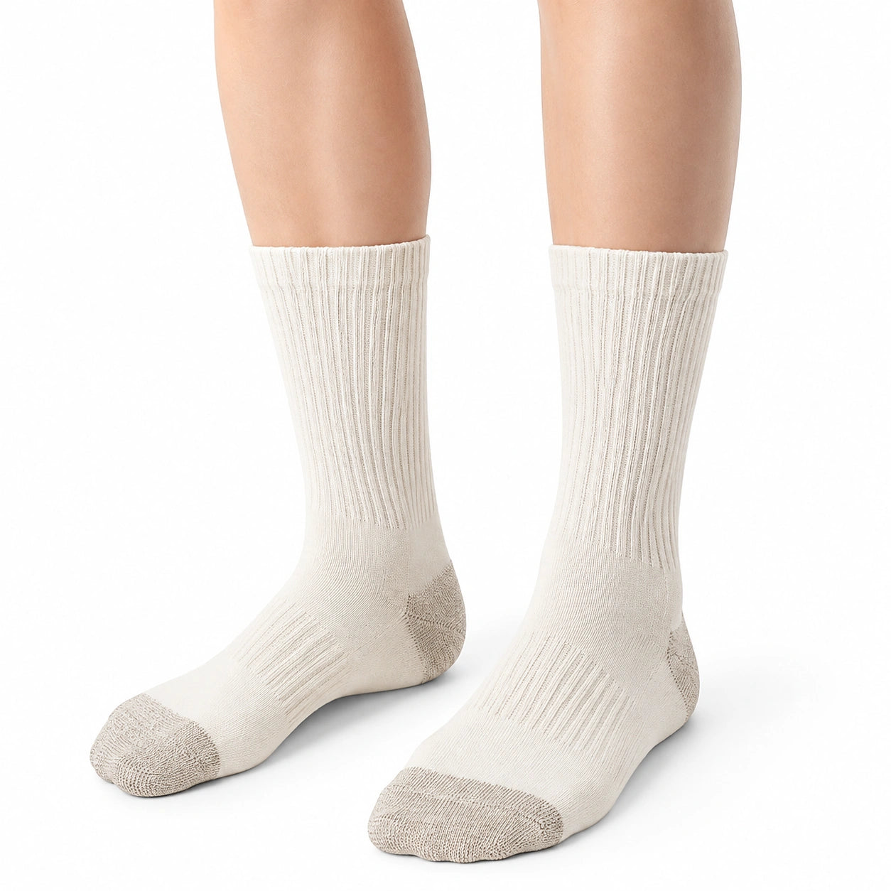Calze 35-38 in maglia color crema per uso quotidiano a coste