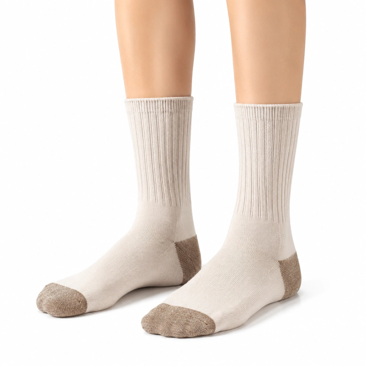 Calze medie 39-42 in maglia panna e marrone a coste per uso quotidiano