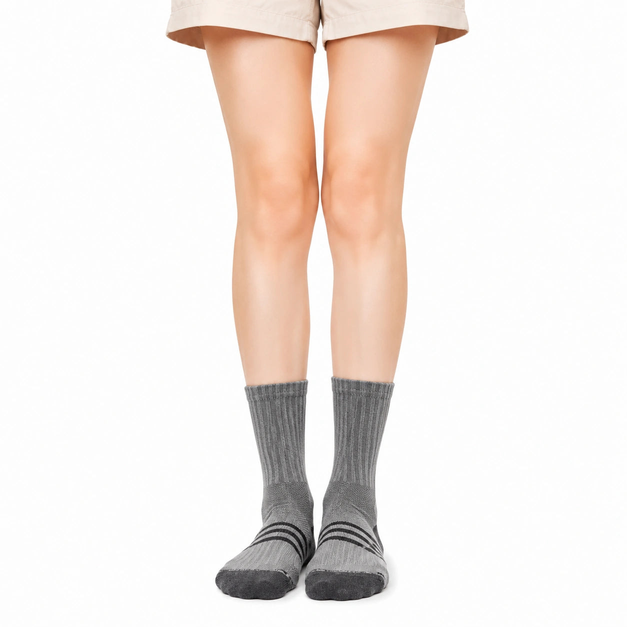 Calze sportive 39-42 in tessuto grigio a coste con righe
