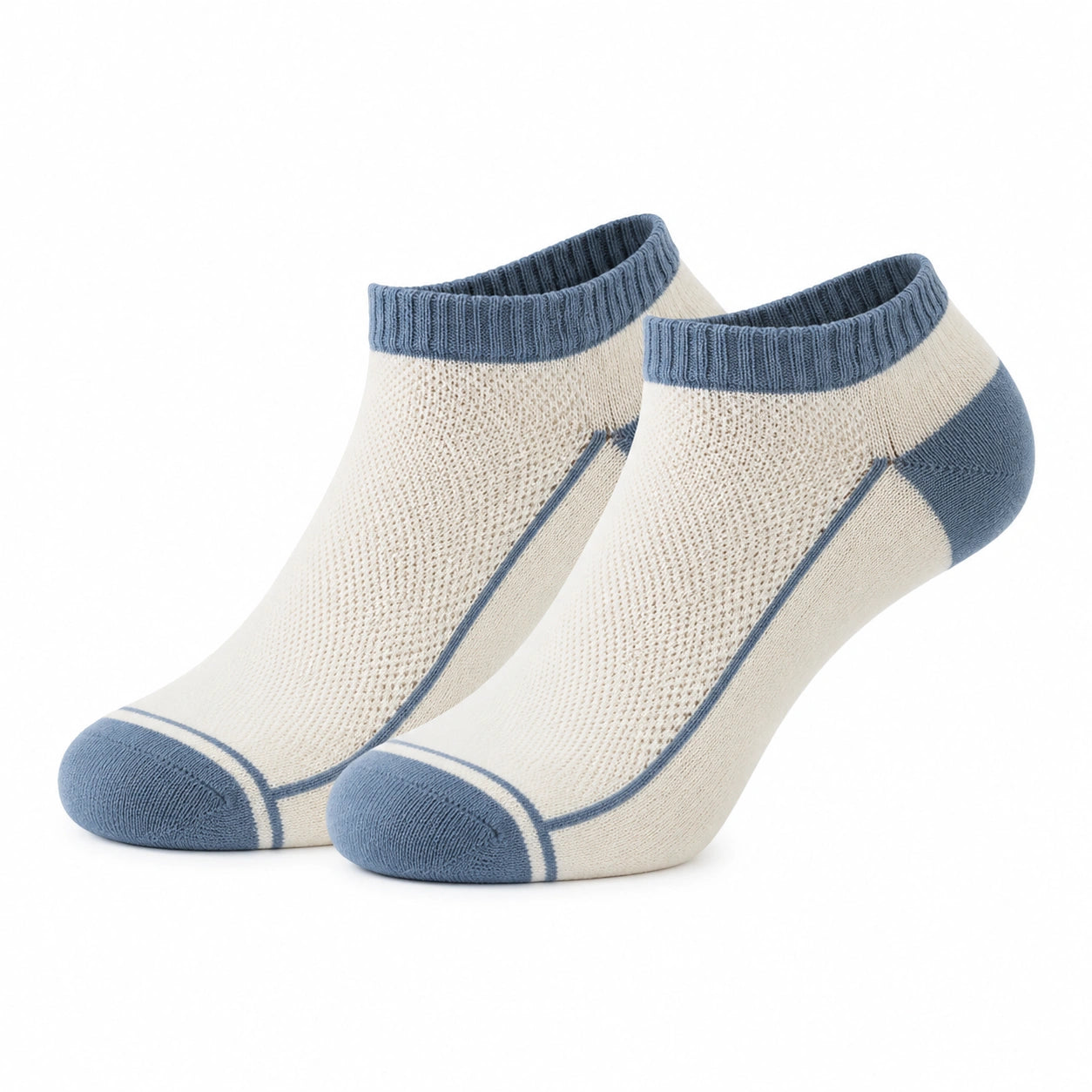 Calzini alla caviglia 35-38 in maglia beige e blu traspiranti