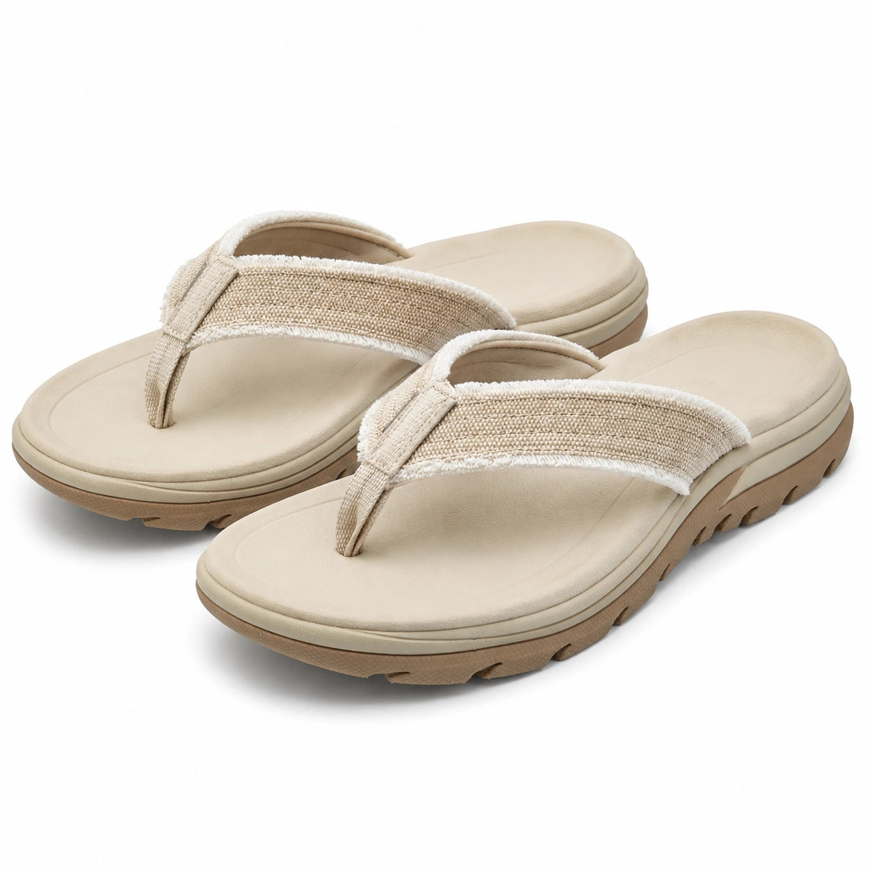 Infradito 42/43 beige con fascia in tessuto e suola sagomata