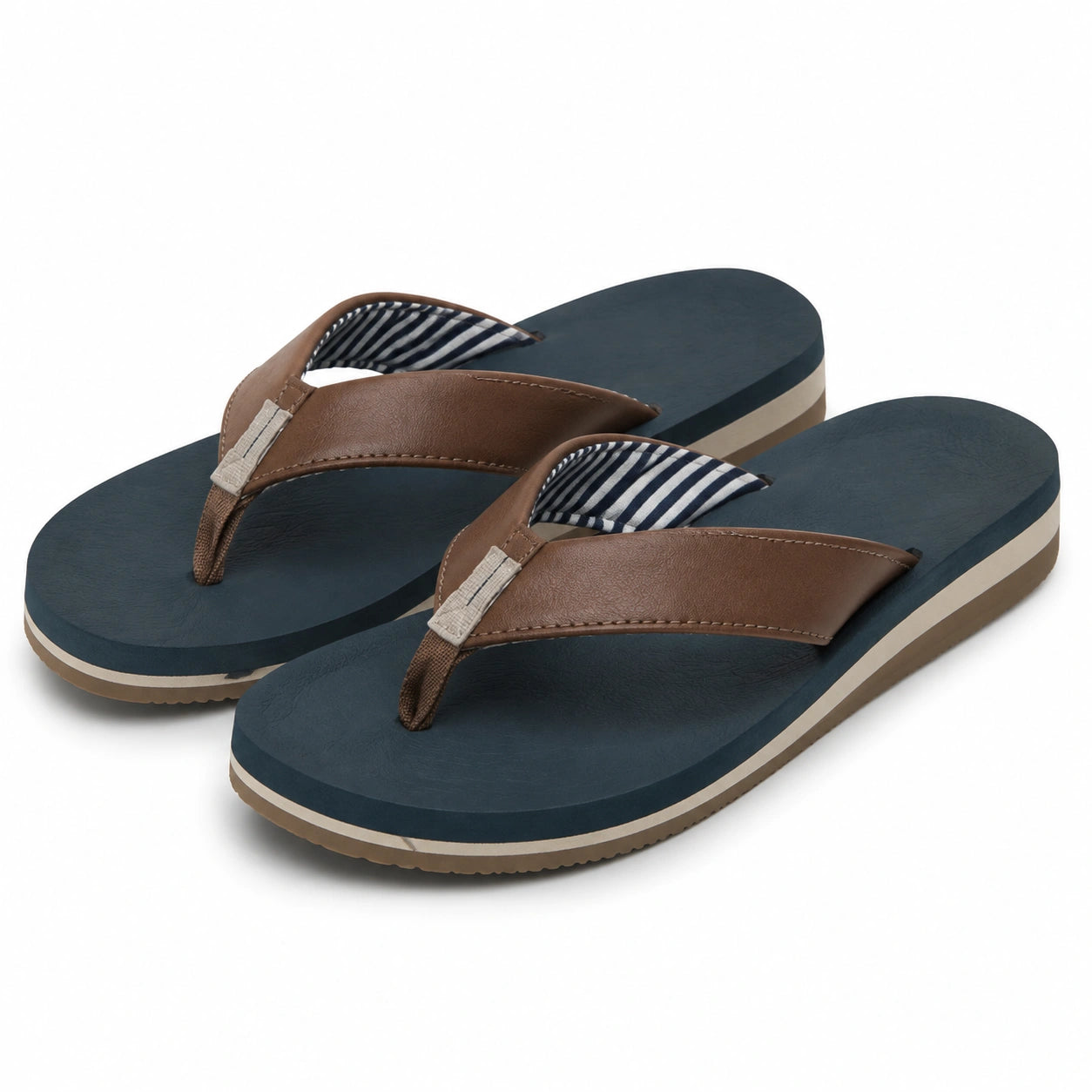 Infradito uomo 40/41 - blu e marrone con fascia effetto pelle stile casual