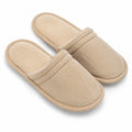 Pantofole da casa 42/43 beige in tessuto a coste con interno morbido