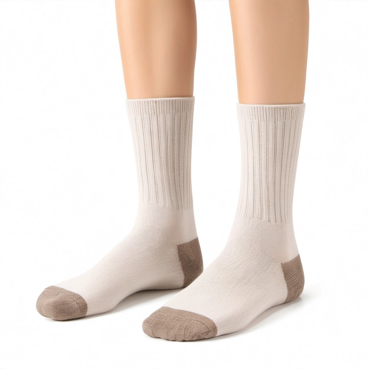 Calze medie 39-42 in maglia panna e marrone a coste per uso quotidiano