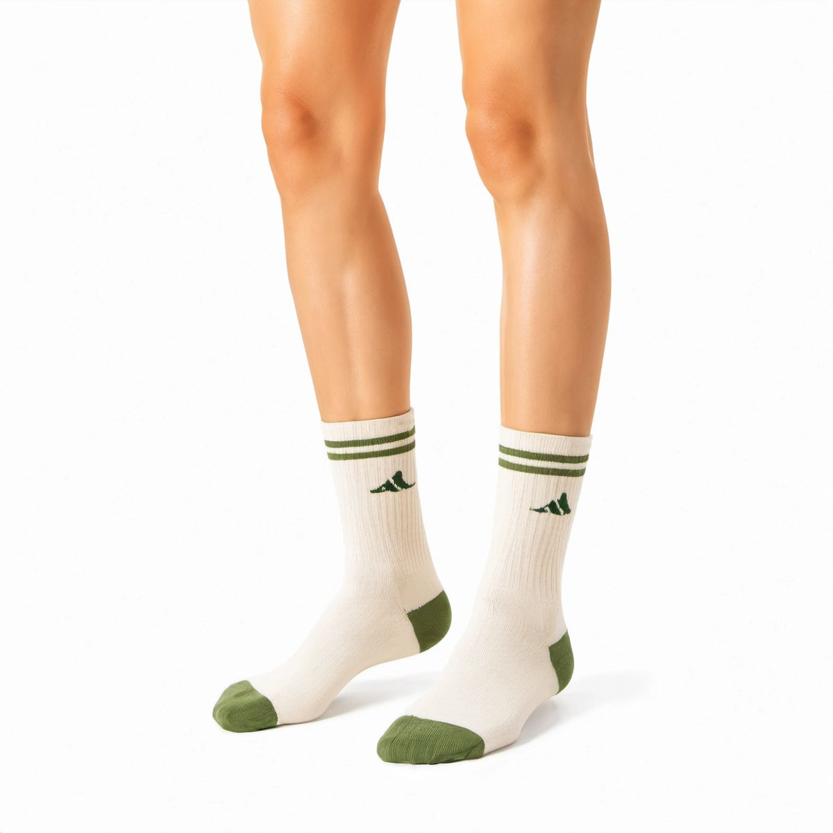 Calze sportive 39-42 in tessuto bianco e verde a coste