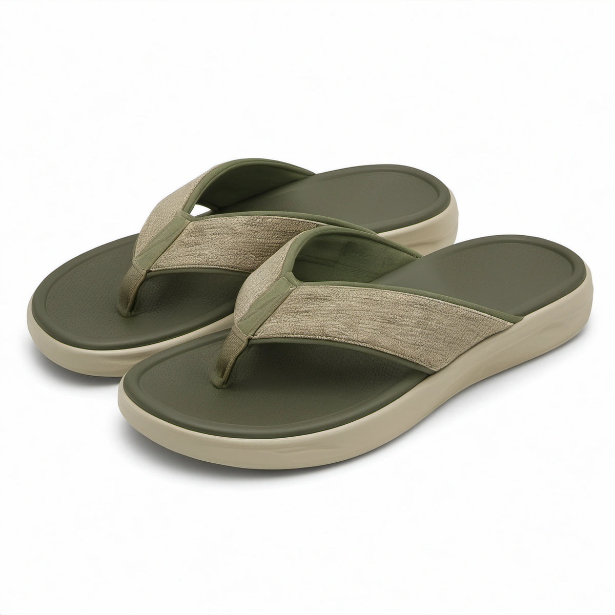 Infradito 42/43 verdi e beige con fascia in tessuto - suola sintetica per uso estivo