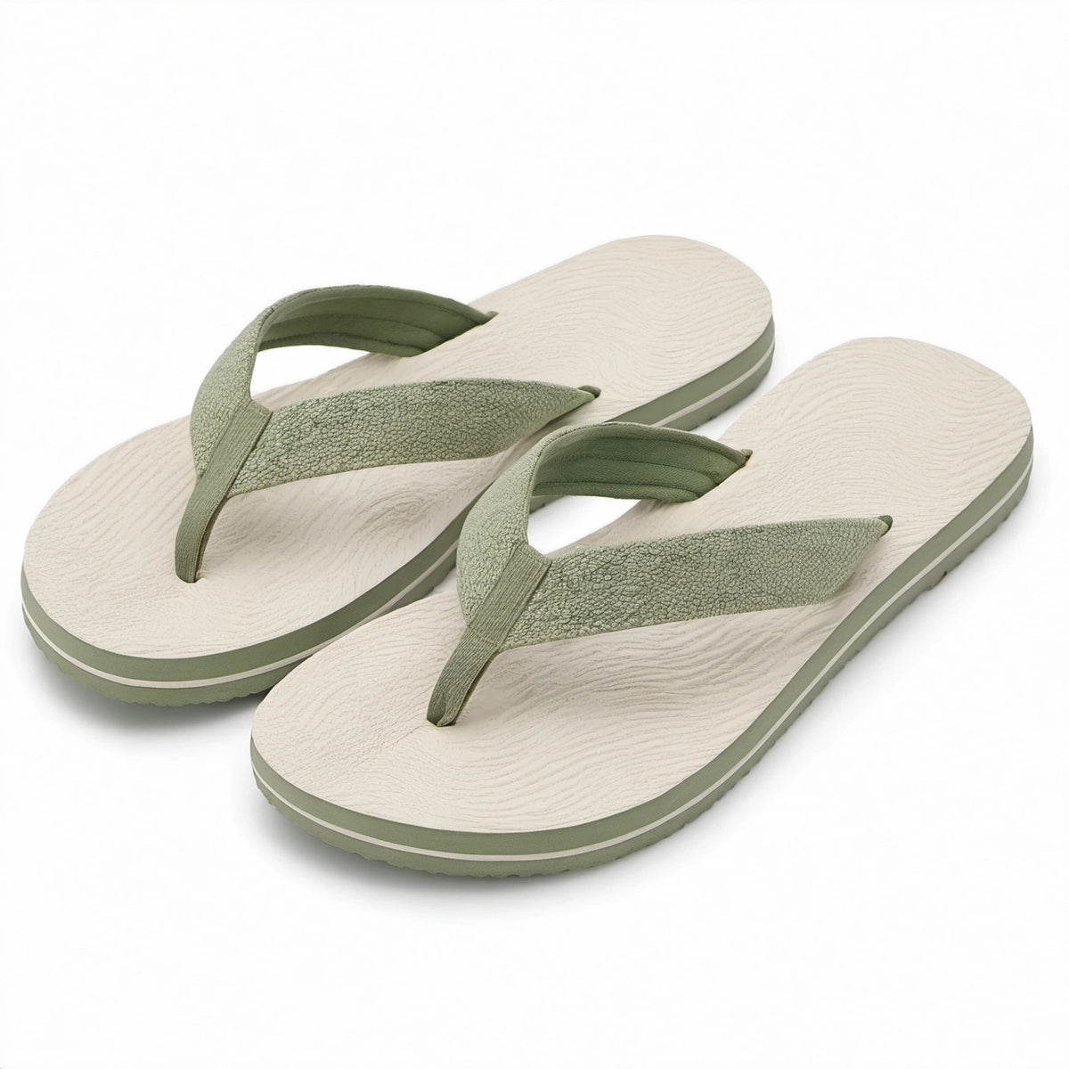 Infradito 42/43 in materiale sintetico verde e beige - suola testurizzata antiscivolo
