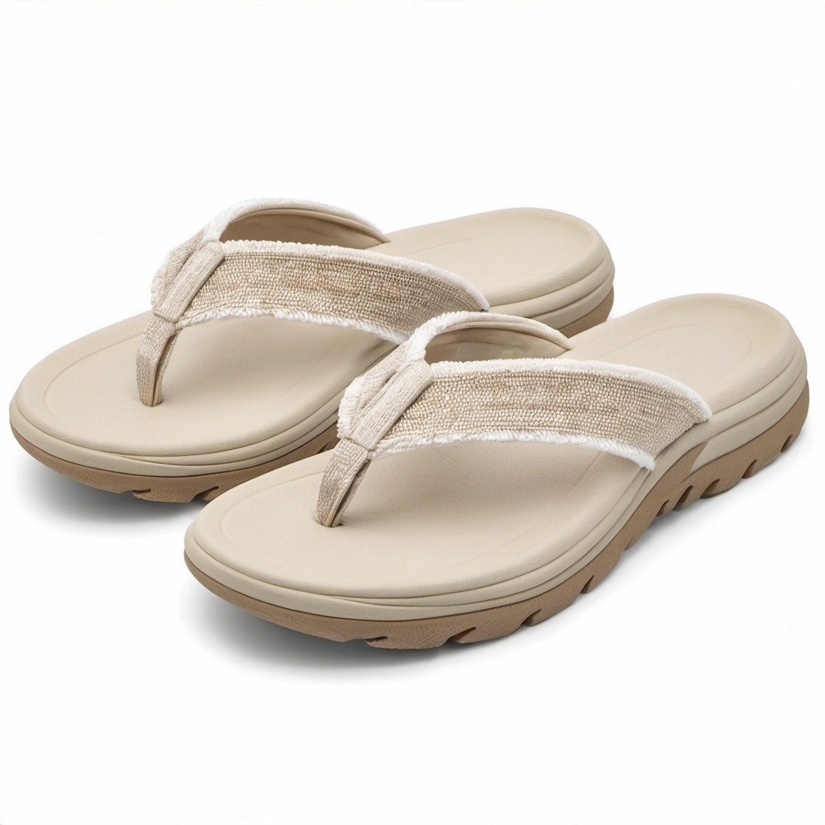 Infradito 42/43 beige con fascia in tessuto e suola sagomata